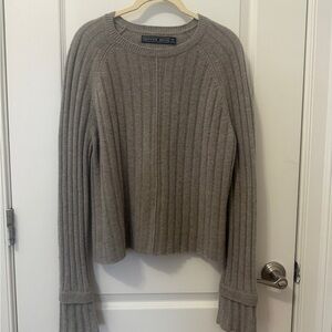 Doffer Boys Cashmere Ribbed Sweater in Taupe